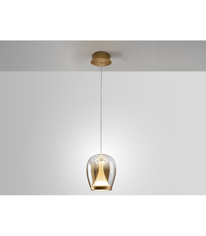 Suspiro 18cm Dome Pendant Ceiling Light Gold Amber LED 3000K-3