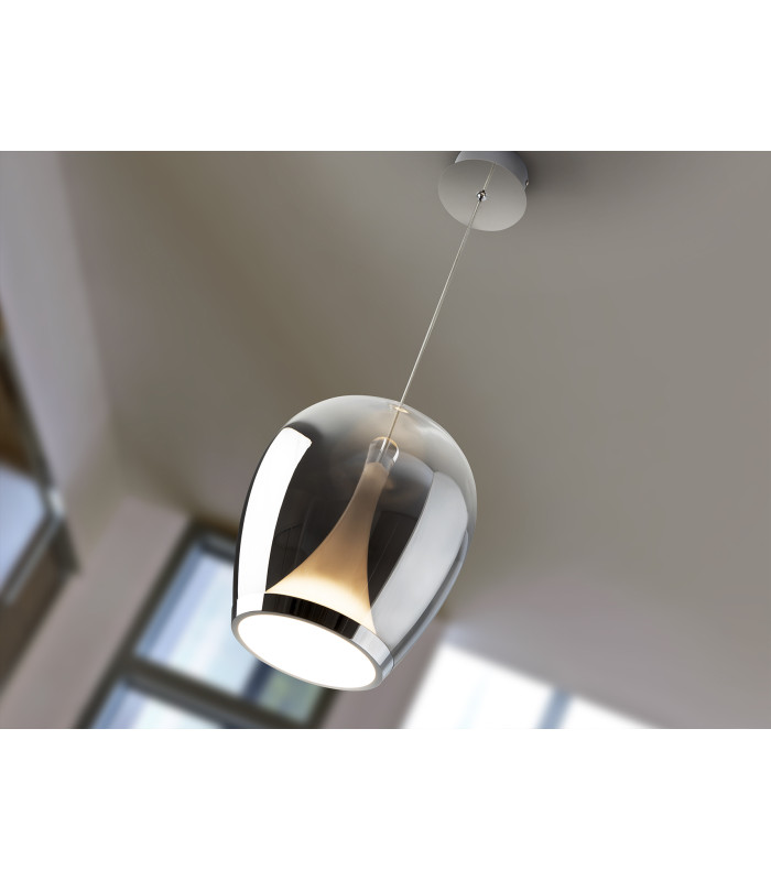 Suspiro 25cm Dome Pendant Ceiling Light Chrome Smoky LED 3000K-3