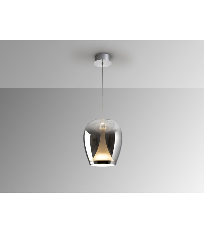Suspiro 25cm Dome Pendant Ceiling Light Chrome Smoky LED 3000K-4