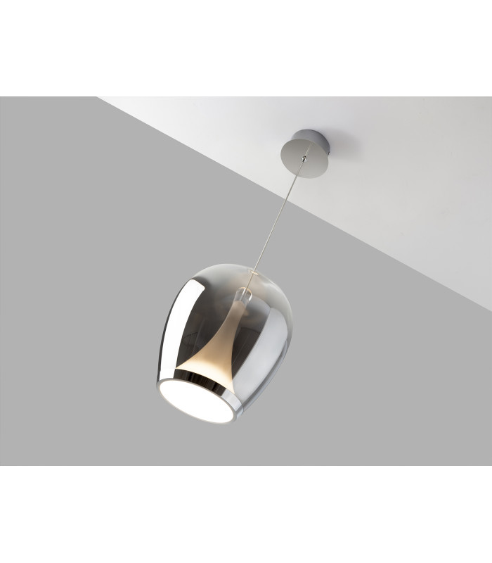 Suspiro 25cm Dome Pendant Ceiling Light Chrome Smoky LED 3000K-5