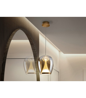 Suspiro 25cm Dome Pendant Ceiling Light Gold Amber LED 3000K-1
