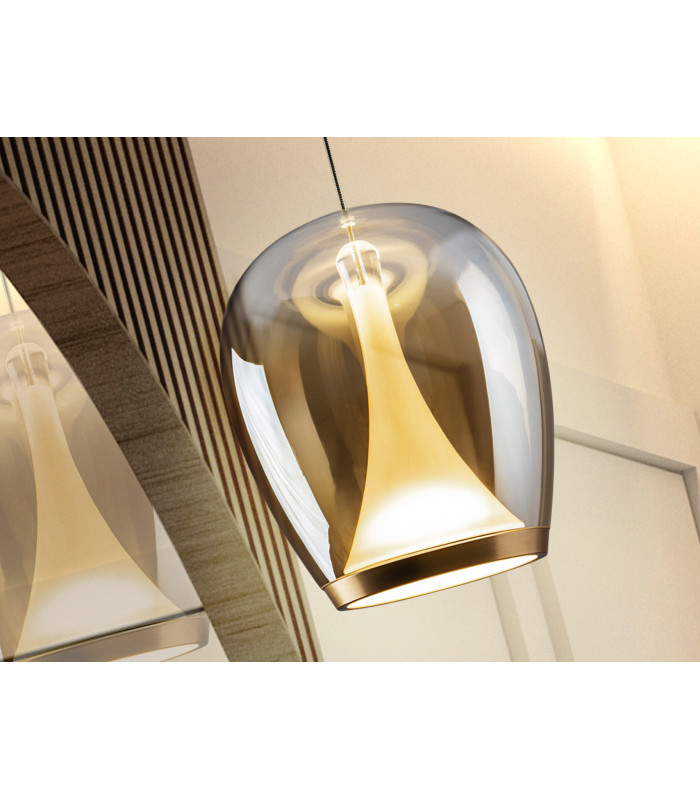 Suspiro 25cm Dome Pendant Ceiling Light Gold Amber LED 3000K-3