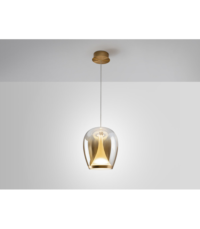 Suspiro 25cm Dome Pendant Ceiling Light Gold Amber LED 3000K-4