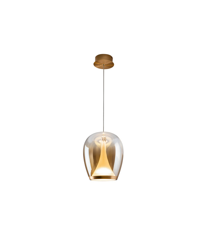 Suspiro 25cm Dome Pendant Ceiling Light Gold Amber LED 3000K-5