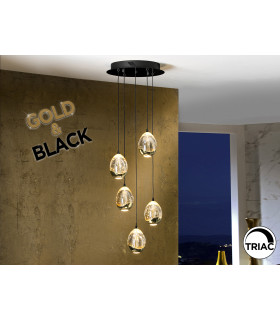 Rocío Cluster Pendant Ceiling 5 Light Black Gold LED 3000K