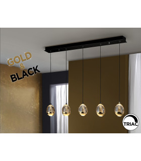 Rocío Bar Pendant Ceiling 5 Light Black Gold LED 3000K
