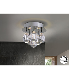 Rocío Shade Cluster Ceiling 6 Light Chrome LED 3000K Dimmable