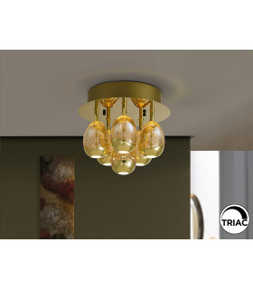 Rocío Shade Cluster Ceiling 6 Light Gold LED 3000K Dimmable