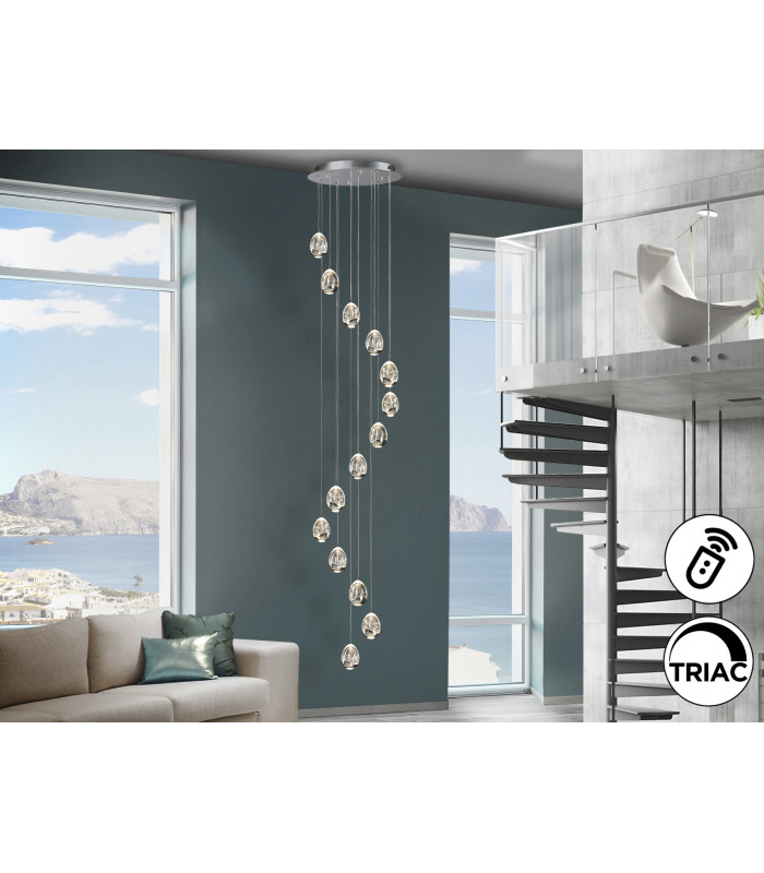Rocío Cluster Pendant Ceiling 14 Light Chrome LED 3000K Dimmable-1