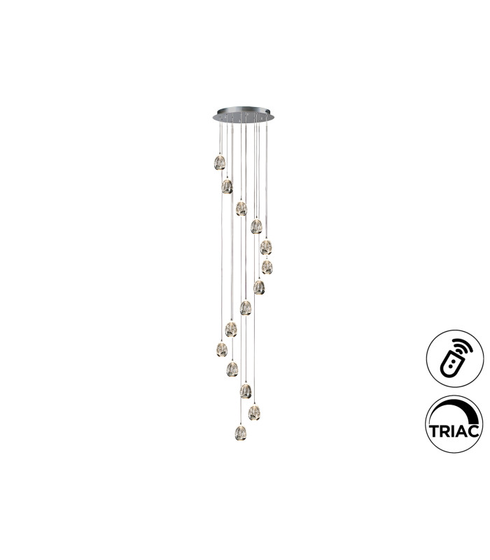 Rocío Cluster Pendant Ceiling 14 Light Chrome LED 3000K Dimmable-2