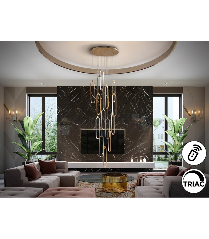 Colette Cluster Pendant Ceiling 14 Light Rose Gold LED 3000K Dimmable-2