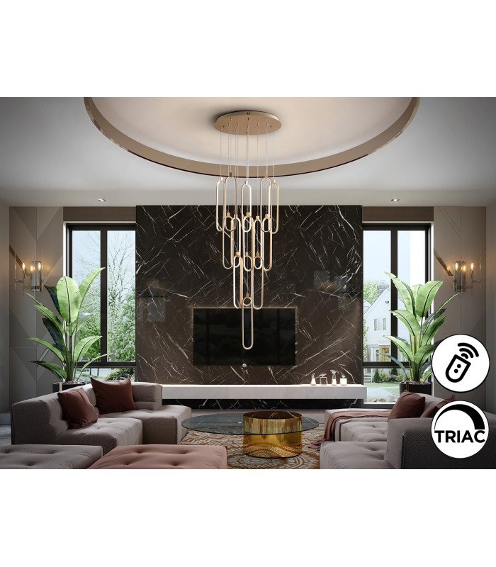 Colette Cluster Pendant Ceiling 14 Light Rose Gold LED 3000K Dimmable-3