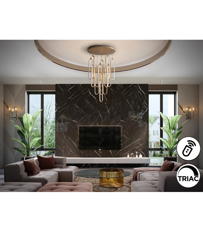 Colette Cluster Pendant Ceiling 14 Light Rose Gold LED 3000K Dimmable-4