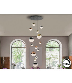 Sphere Cluster Pendant Ceiling 14 Light Chrome Gold Copper LED 3000K Dimmable-1