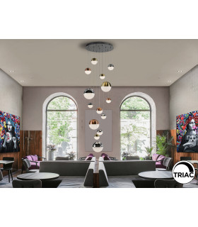 Sphere Cluster Pendant Ceiling 14 Light Chrome Gold Copper LED 3000K Dimmable-2