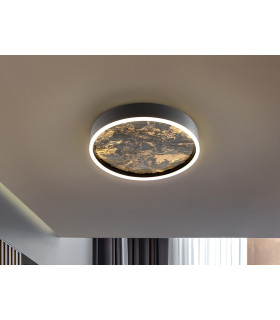 Stone 40cm Integrated LED Semi Flush Ceiling Light Black 3000-6000K-1