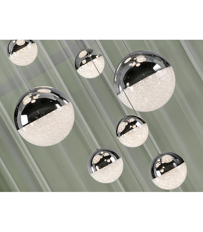 Sphere Cluster Pendant Ceiling 14 Light Chrome LED 3000K Dimmable-3