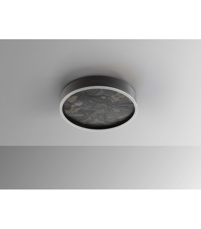 Stone 40cm Integrated LED Semi Flush Ceiling Light Black 3000-6000K-5