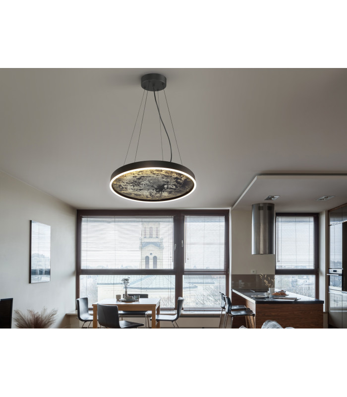 Stone 60cm Pendant Ceiling Light Black LED 3000-6000K-2
