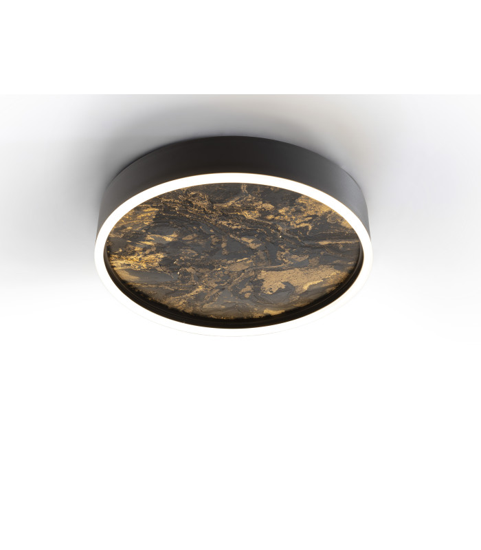 Stone 40cm Integrated LED Semi Flush Ceiling Light Black 3000-6000K-6