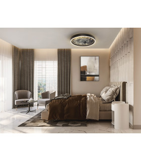 Stone 60cm Integrated LED Semi Flush Ceiling Light Black 3000-6000K-2