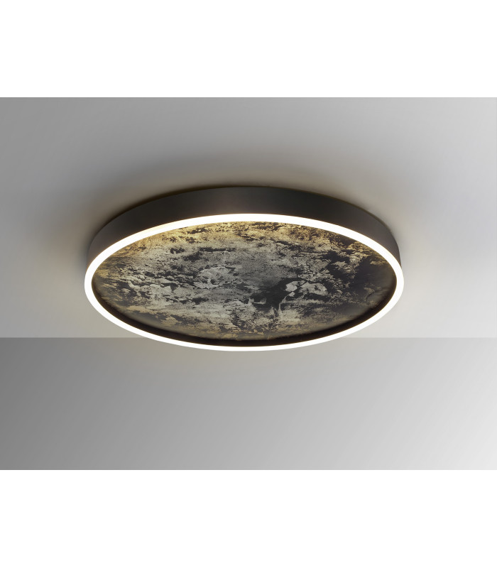 Stone 60cm Integrated LED Semi Flush Ceiling Light Black 3000-6000K-3