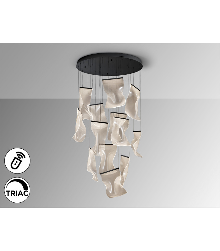 Velos Cluster Pendant Ceiling 13 Light Matt Black LED 3000K Dimmable-3