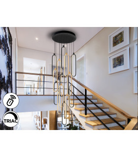 Colette Cluster Pendant Ceiling 14 Light Rose Gold Matt Black LED 3000K Dimmable-1