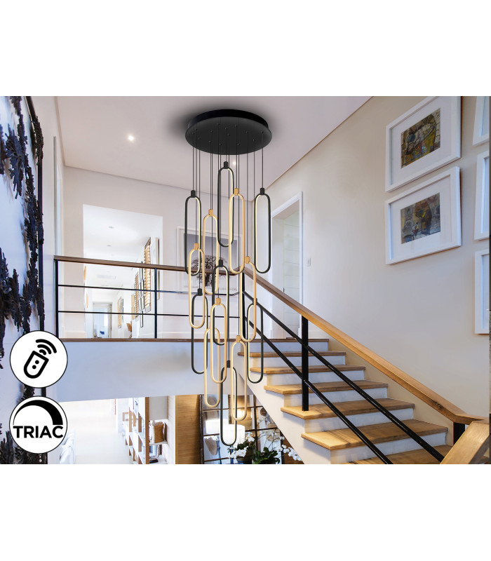 Colette Cluster Pendant Ceiling 14 Light Rose Gold Matt Black LED 3000K Dimmable-1