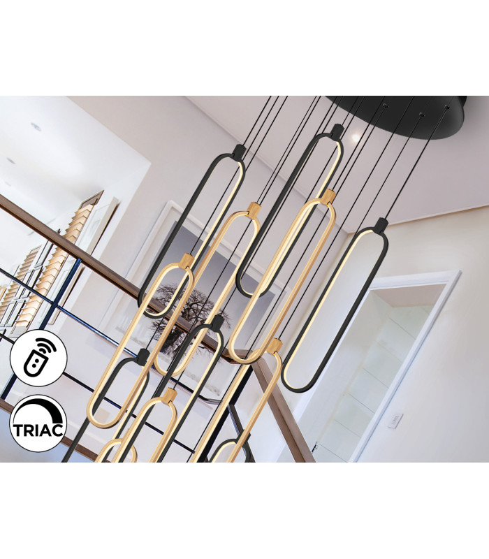 Colette Cluster Pendant Ceiling 14 Light Rose Gold Matt Black LED 3000K Dimmable-3
