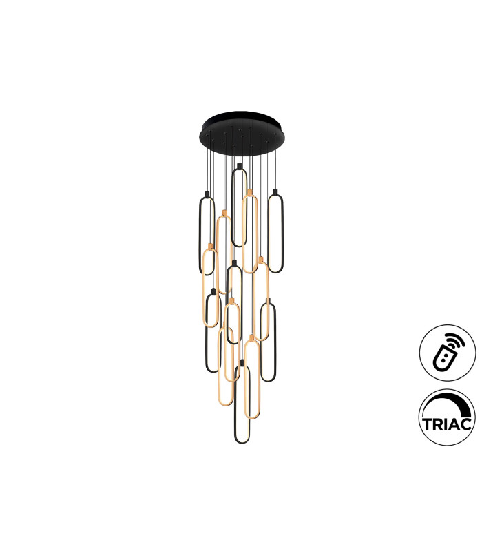 Colette Cluster Pendant Ceiling 14 Light Rose Gold Matt Black LED 3000K Dimmable-4