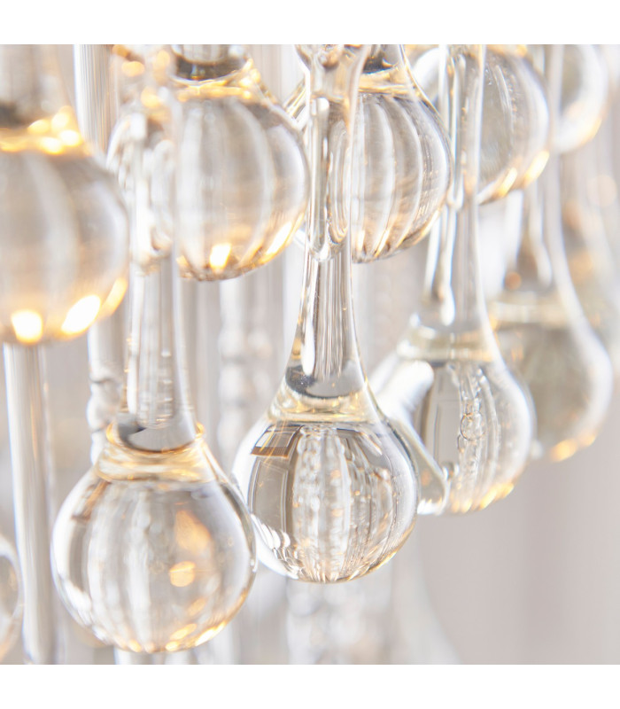 Genevieve Pendant Ceiling Light Antique Brass Plate & Clear Crystal Glass E27-4