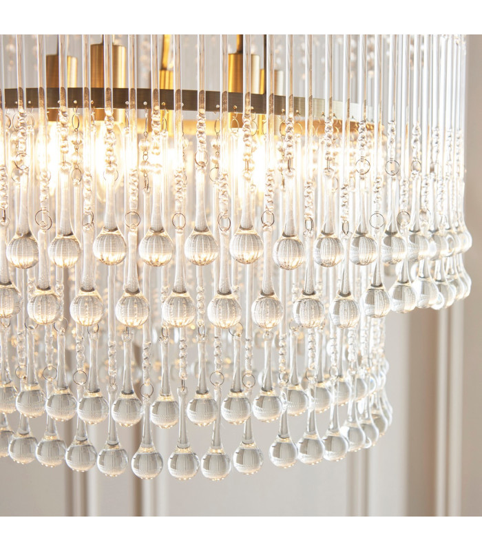 Genevieve Pendant Ceiling Light Antique Brass Plate & Clear Crystal Glass 5x E14-5