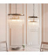 Genevieve Pendant Ceiling Light Antique Brass Plate & Clear Crystal Glass 5x E14-7