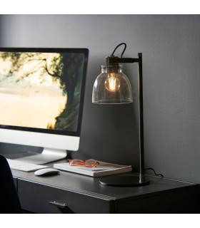 Urban Desk Task Lamp Smokey Grey Tinted Glass & Black Chrome Plate E27-2