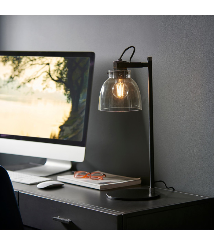 Urban Desk Task Lamp Smokey Grey Tinted Glass & Black Chrome Plate E27-2