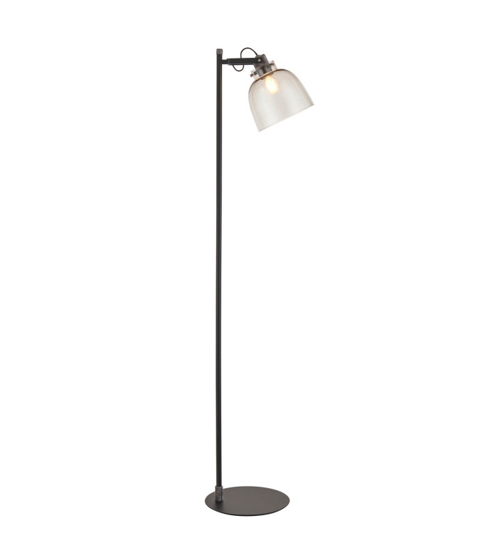 Urban Task Floor Lamp Smokey Grey Tinted Glass & Black Chrome Plate E27-1