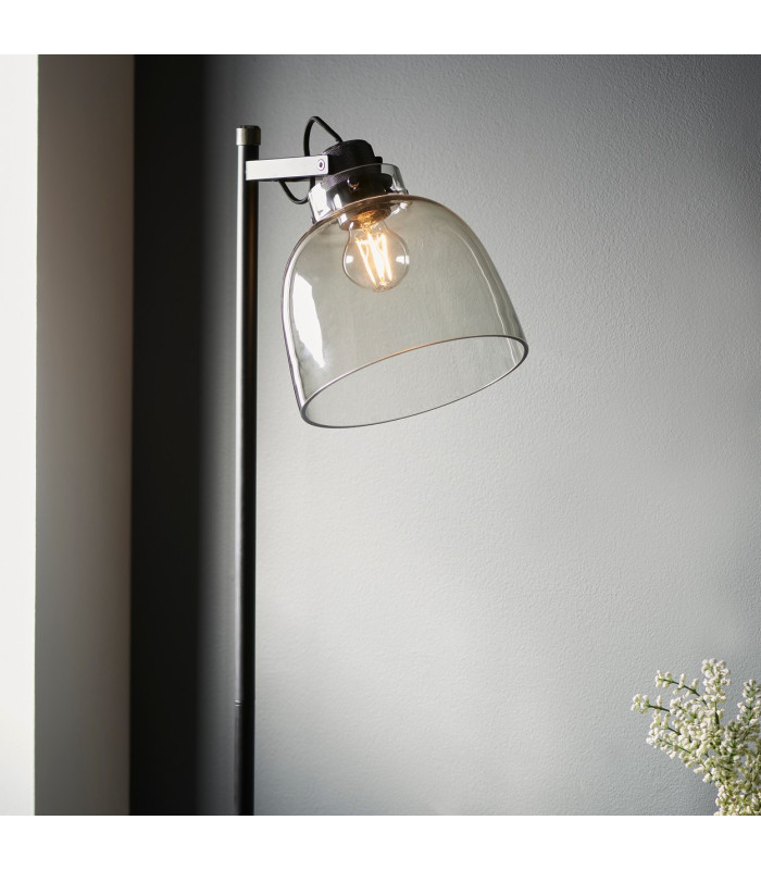 Urban Task Floor Lamp Smokey Grey Tinted Glass & Black Chrome Plate E27-5