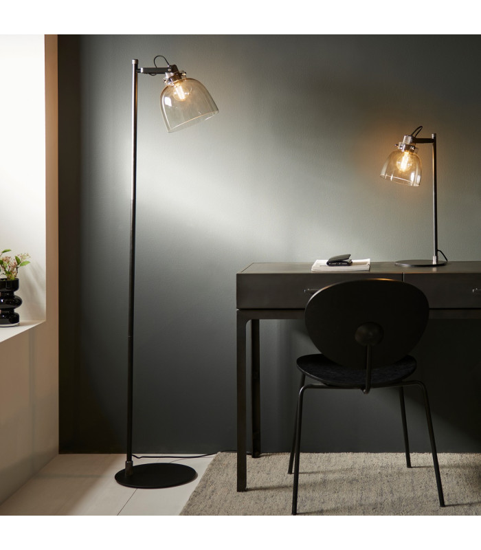 Urban Task Floor Lamp Smokey Grey Tinted Glass & Black Chrome Plate E27-7