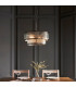 Ridgeton Cylindrical Pendant Ceiling Light Antique Brass Plate & Clear Ribbed Glass 5x E14-2