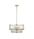 Ridgeton Cylindrical Pendant Ceiling Light Antique Brass Plate & Clear Ribbed Glass 5x E14-7