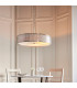 Cordero Cylindrical Pendant Ceiling Light Satin Nickel Plate White Fabric & Frosted Glass 5x E27-2