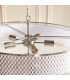 Cordero Cylindrical Pendant Ceiling Light Satin Nickel Plate White Fabric & Frosted Glass 5x E27-5