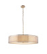 Cordero Cylindrical Pendant Ceiling Light Satin Nickel Plate White Fabric & Frosted Glass 5x E27-8