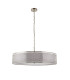 Cordero Cylindrical Pendant Ceiling Light Satin Nickel Plate White Fabric & Frosted Glass 5x E27-9