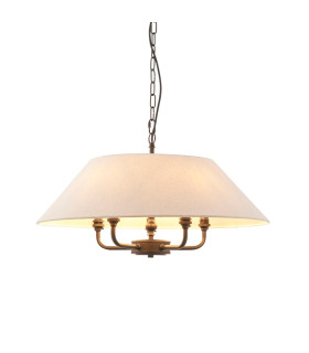 Lille Multi Arm Pendant Ceiling Light Matt Black & Natural Faux Linen 5x B22-1