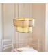 Cordero Cylindrical Pendant Ceiling Light Gold Effect Plate White Fabric & Frosted Glass 6x E27-3