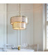 Cordero Cylindrical Pendant Ceiling Light Gold Effect Plate White Fabric & Frosted Glass 6x E27-4