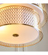 Cordero Cylindrical Pendant Ceiling Light Gold Effect Plate White Fabric & Frosted Glass 6x E27-6