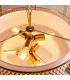 Cordero Cylindrical Pendant Ceiling Light Gold Effect Plate White Fabric & Frosted Glass 6x E27-7